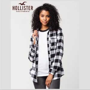 Hollister Longline Fit Plaid Button Front Shirt
